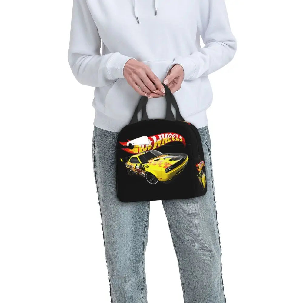 Custom Hot Wheels For Fans Thermal Insulated Lunch Bag Cartoon Sport Car Portable Lunch Container Travel Multifunction Food Box