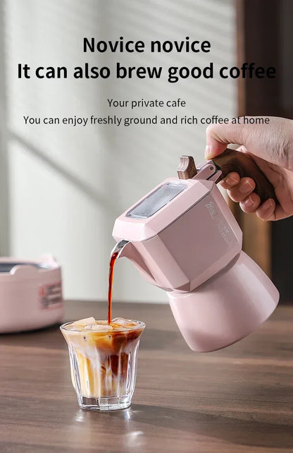 Bincoo Dual Valve Moka Pot 110v-220v Electric Heater Base Espresso Maker Brewed Coffee Mocha Pot Italian Camping Barista Tool