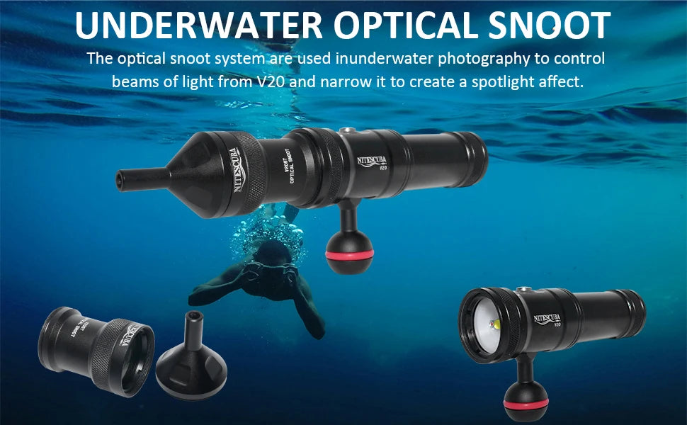 Nitescuba V20 Diving Led Video Light Glare 2000 Lumen Astigmatism Lamp Focus With Red Light Tg6 Gopro Underwater Photography