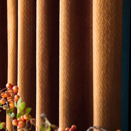 Home Art High-end Curtains for Living Room Luxury Bedroom Blackout Curtain Solid Color Japan Style Fishbone Pattern Room Drapes