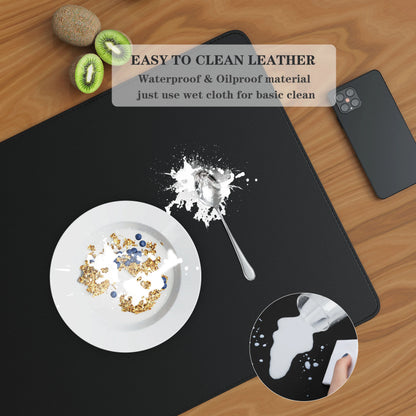Dual Sided Desk Mat,Leather Desk Pad,Black Cork Desk Mat Protector,Large Mouse Pad,Desk Writing Pad for Office and Home