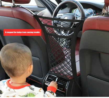 Car Storage Net Bag Between Seats Car Divider Child Safety Net Pet Barrier Elastic Expandable Mesh Bag Car Interior Accessorie