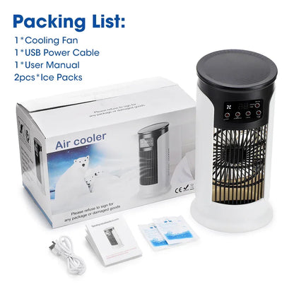 Air Conditioner Portable Desktop Air Cooler Fan with LED Night Light & Humidifier, Mini Mist Cooling Fan for Office Home