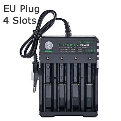 18650 Battery Charger Black 1 2 4 Slots AC 110V 220V Dual For 18650 Charging 3.7V Rechargeable Lithium Battery Charger