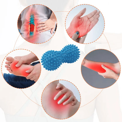 Peanut-shaped yoga massage ball for deep tissue massage. It relaxes muscles in the shoulders, neck and back and relieves neck tension. It is an essential fitness accessory for yoga.