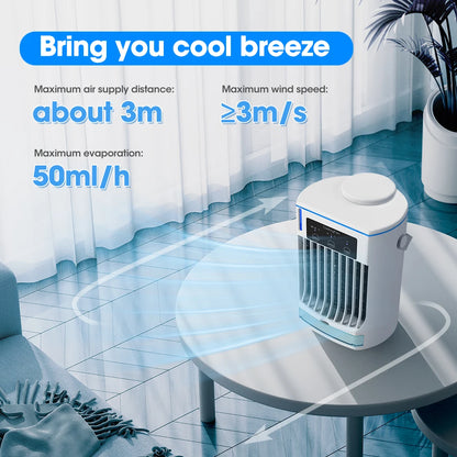 Mini Portable Air Conditioner Fan, Personal Water Cooling Air Cooler Fan, Mobile Small Conditioning Fan for Room Office Cars