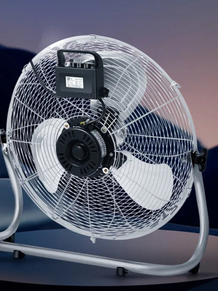 Commercial-Grade 360° Oscillating Pedestal Fan with Wide-Angle Airflow, Silent High-Power Industrial Blower for Factories/Homes