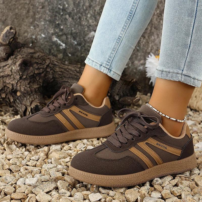 White Platform German Training Shoes Women 2026 Spring Non Slip Thick Sole Casual Sneakers Woman Lace Up Sport Shoes Flats Mujer