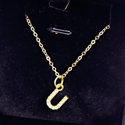 Kpop Shining A-Z Letter Pendant Charm Necklace 26 Initial Alphabet Name Golden Clavicle Chain Party Valentine's Day Jewelry Gift
