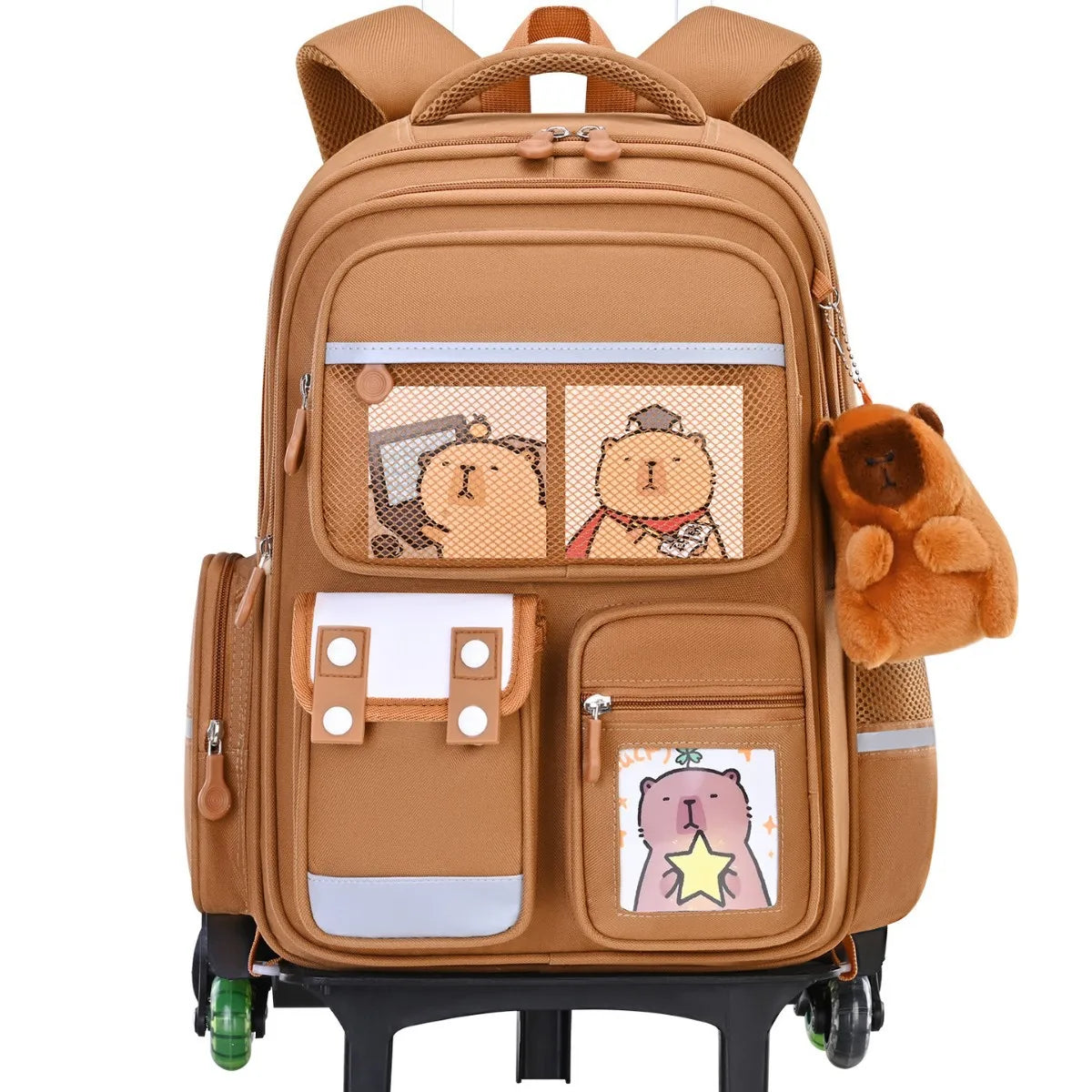 Capybara Rolling School Backpack Children School Bag with Wheels Girls Boys Trolley Schoolbag Rolling Wheeled Backpacks