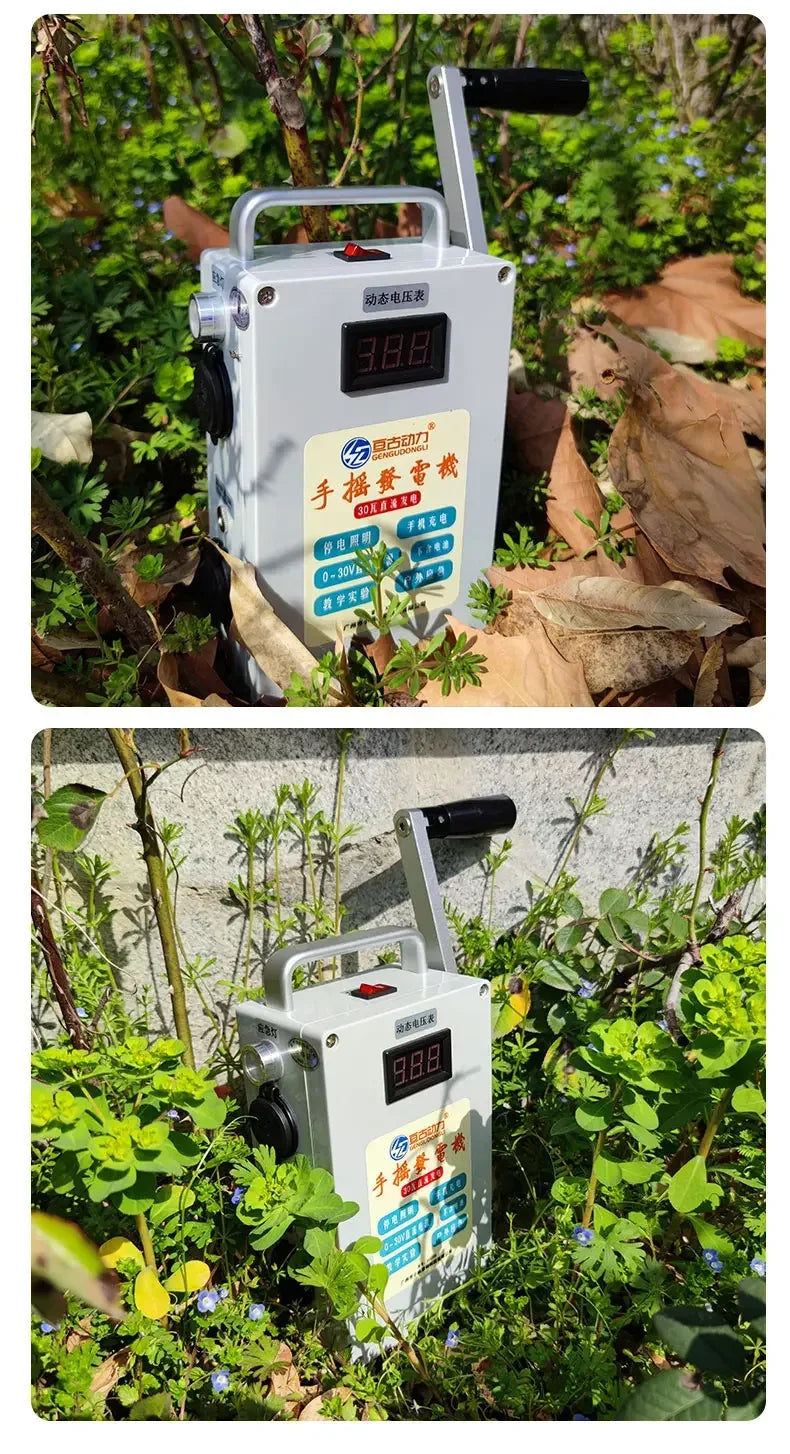 30W Hand Crank Generator Portable Mobile Phone Power Bank High Power Large Capacity 12V/5V Outdoor Manual Capacitor Generator