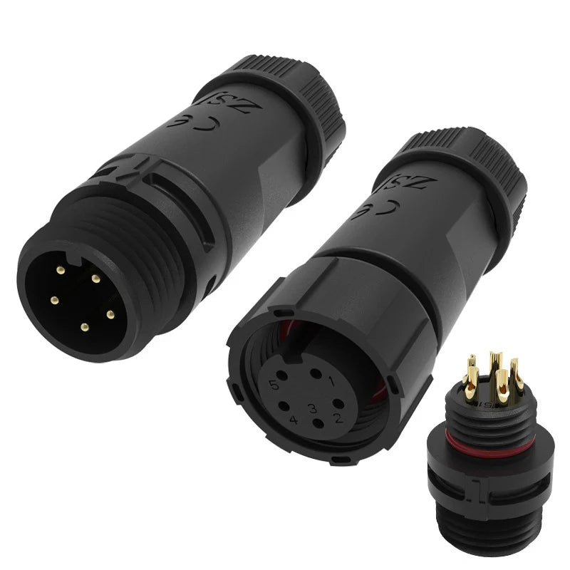 M12 Welded Connector Outdoor 2 3 4 5 6 7 8 Pin IP68 Waterproof Assembled Connector Joint Aviation Docking Male Female Plug
