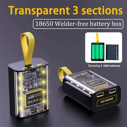 DIY Power Bank Box for 3*18650 Batteries Dual USB Fast Charging 5V 2A With LED Night Light Battery Case For Phone Charging