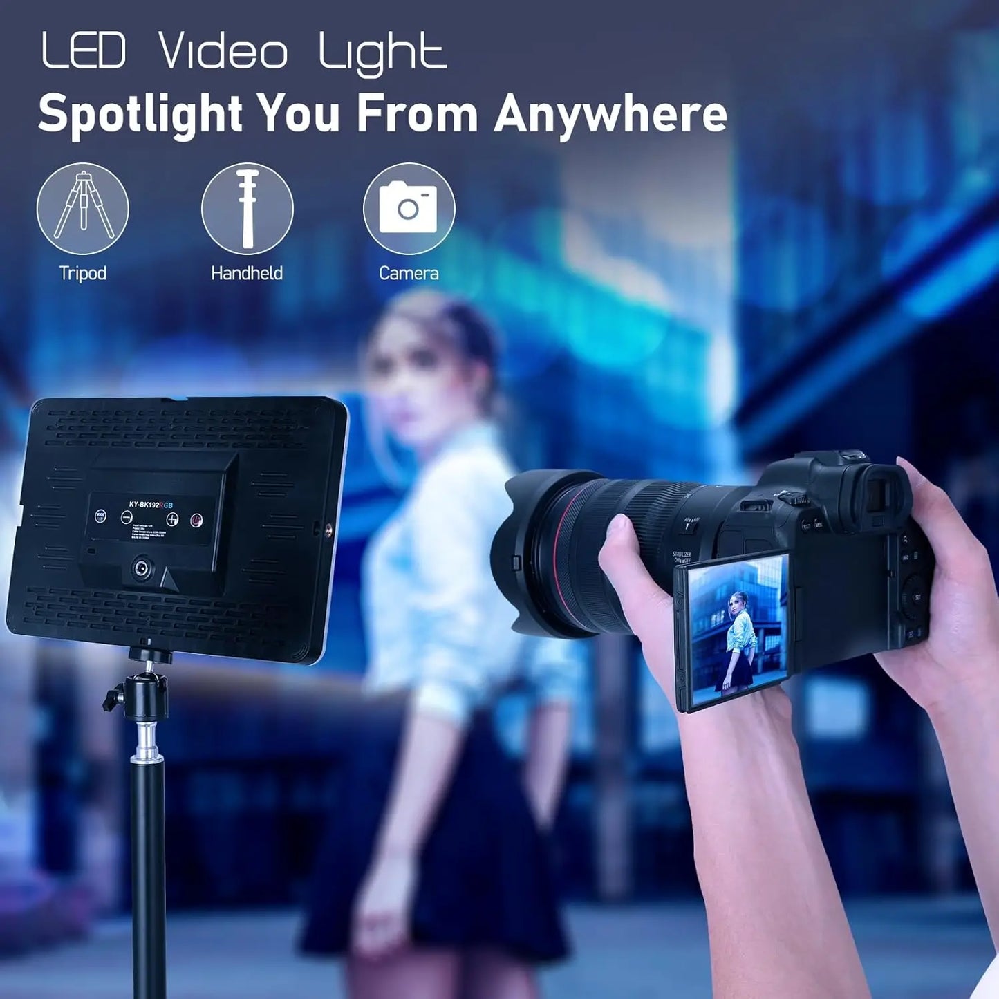 LED Desk Bi-Color Video Light RGB Streaming Key Light with Remote Control Dimmable Studio Light with Phone Holder Desk Stand