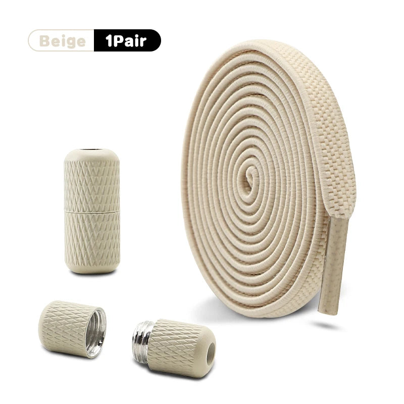 Metal Capsule Buckle Shoelaces without ties Sneaker Flats Elastic Laces Kids Adult Quick Lace On/Off Shoelace 1Pair/2Pair