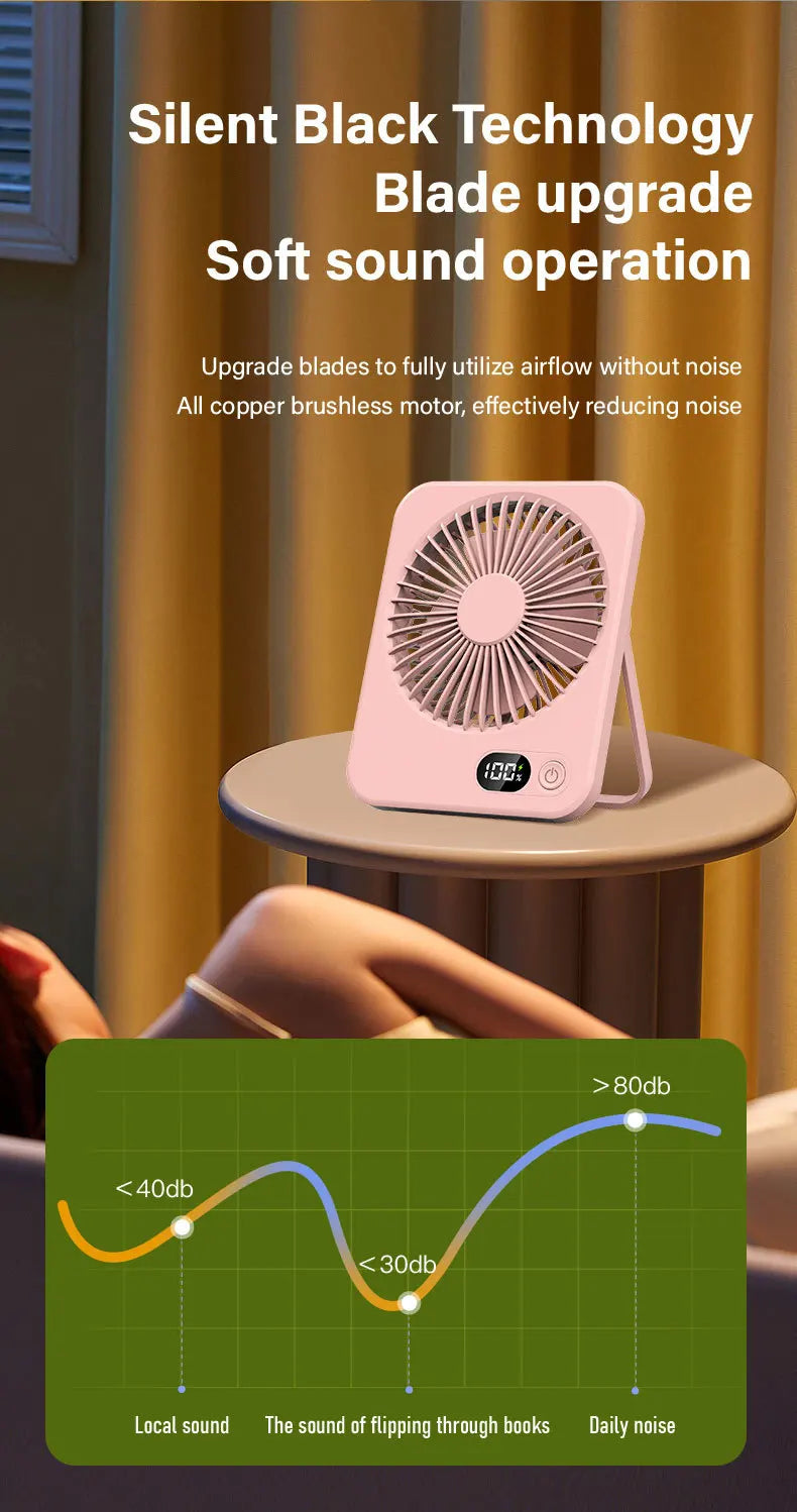 2025 New Small Fan Handy Charging Long Life Ultra-thin Desktop Fan Large Wind Super Quiet Folding Handheld Table Fan
