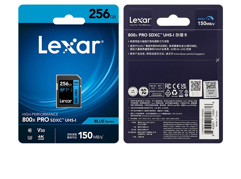 Lexar SD Card 800x Pro Read 150MB/s SDXC Flash Card 64GB 128GB 256GB V30 UHS-I SDHC 32GB Memory Card Storage Card For Camera
