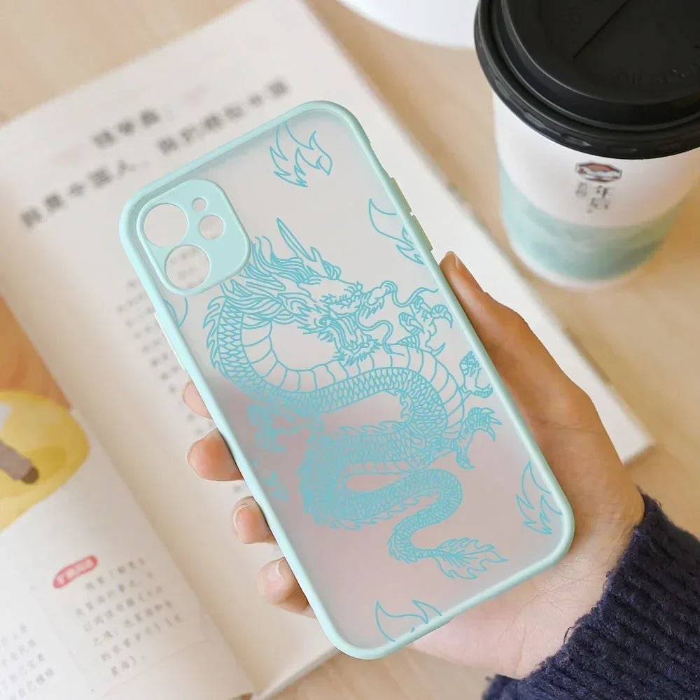 Fashion Purple Dragon Animal Pattern Phone Case For iPhone 16 15 14 13 12 11 Pro Max Mini SE 7 8 Plus Cover Glossy Hard Coque