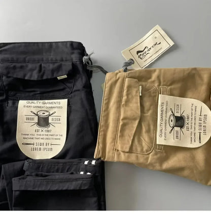 American Style Pure Cotton Heavy Duty Cargo Pants for Men Anti-Dirt Anti-Wear Loose Straight Leg Casual Pants Footwear