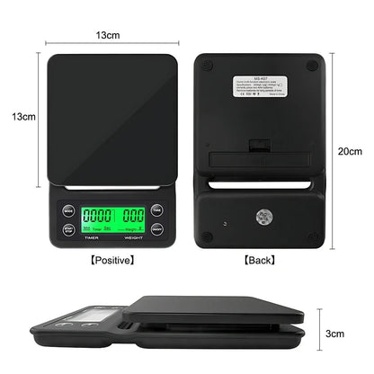 5/3kg LCD Electronic Drip Coffee Scale High Precision Measuring Digital Display Timer Coffee Weight Tools Portable Kitchen Sc