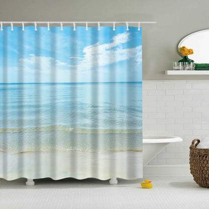 Customized Blue sky Beach Shower Curtain Modern scenery print Bathroom 3D Blackout curtain Large 180x200cm for bathroom cortina