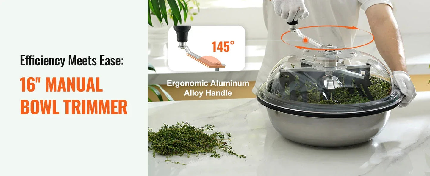SucceBuy Leaf Bowl Trimmer 16"19"24" Trimmer Bowl Manual Bud Trimmer with Stainless-Steel Blades for Twisted Spin Cut Clear Dome