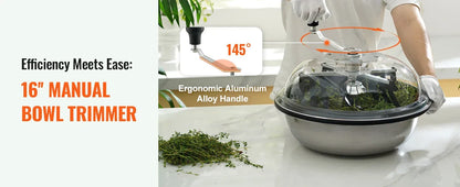 SucceBuy Leaf Bowl Trimmer 16"19"24" Trimmer Bowl Manual Bud Trimmer with Stainless-Steel Blades for Twisted Spin Cut Clear Dome