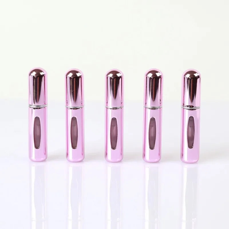 New Hot 5pcs Sets Portable 5ml Perfume Refill Bottle Refillable Spray Scent Pump Empty Atomizer Cosmetic Containers Travel Gift