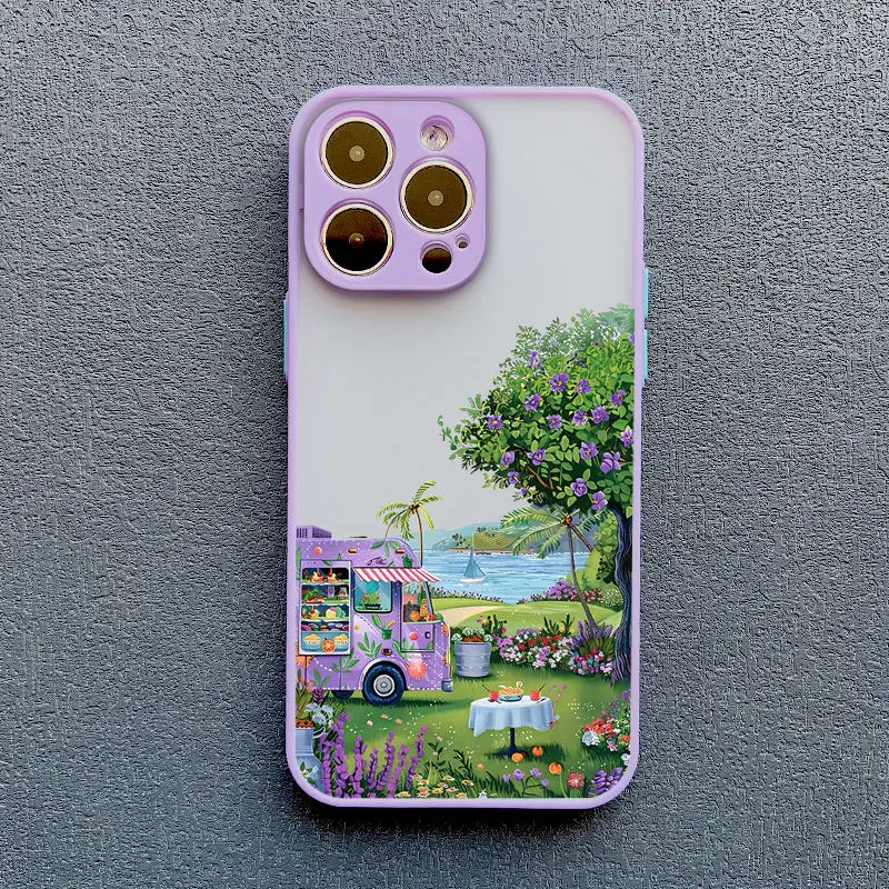Coconut Tree Phone Case For iPhone 11 12 13 14 15 Pro Max Mini 16 Pro Max X XR XS 7 8 15 Plus SE Summer Scenery Shockproof Cover