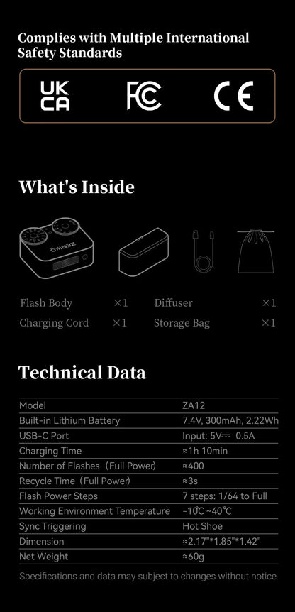 ZENIKO ZA12 Dual-Dial Flash Camera Photography Wireless Transmission for Canon Nikon Sony Fuji Olympus Speedlight Flash vs ZF08