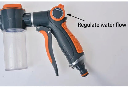 8 Function Foam Lance Water Gun High Pressure Nozzle Jet Garden Car Water Washer Sprayer With Foam Pot Cleaning Car Wash Tool