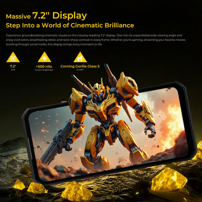 OUKITEL WP60 10000mAh Rugged Phone 7.2” HD+ Display 48GB(16+32) +512GB MTK 7025 Smartphone Android 15, 108MP Camera, NFC, 120Hz
