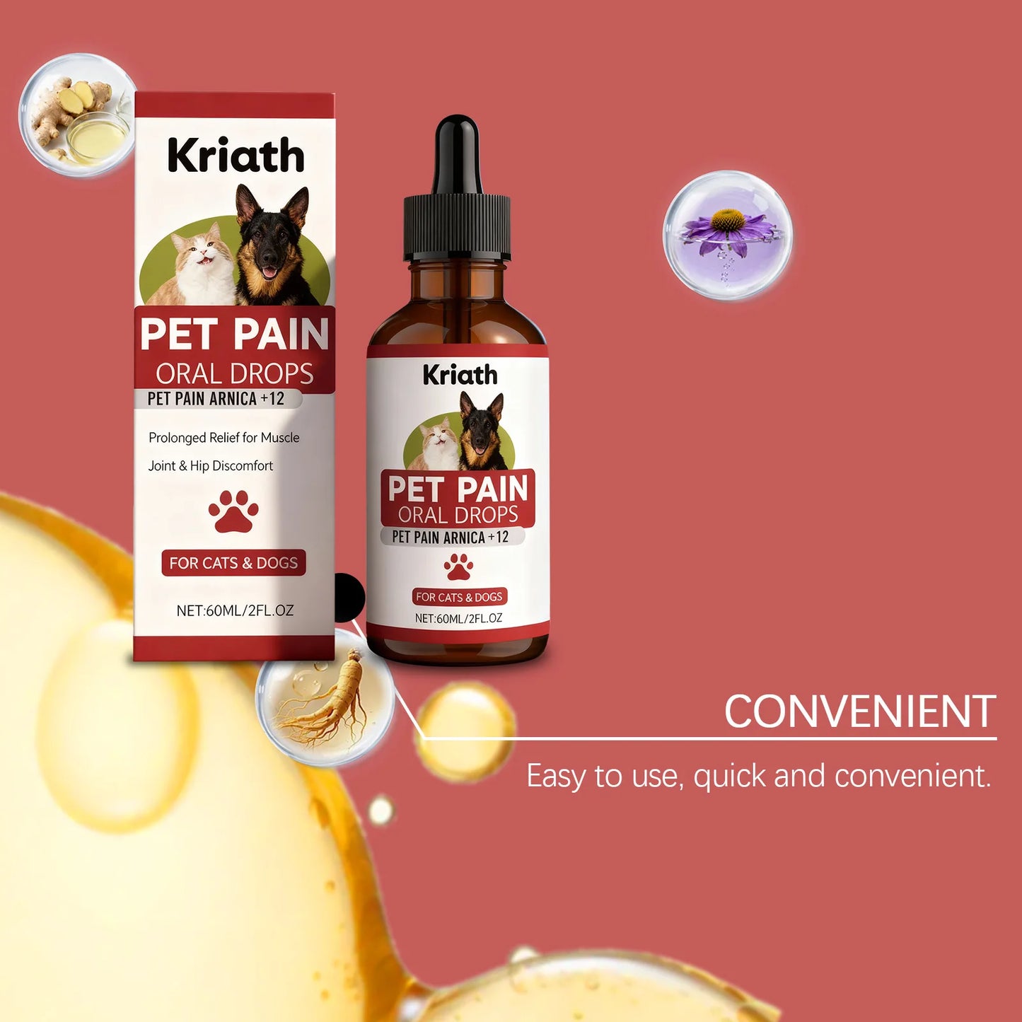 Pet Herbal Care Drops Effectively Nourish Joints Maintain Cartilage Health Enhance Resilience Gentle Ingredients Pet Joint Drops