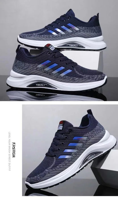 Men's Fashionable Sporty Casual Shoes Spring Autumn New Style Running Shoes Breathable Mesh Upper Thick Bottom PVC Outsole