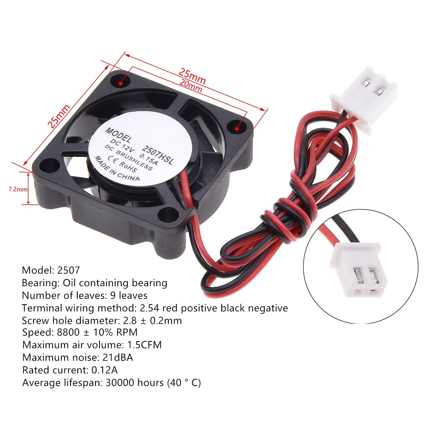 Silent DC12V Brushless Oil Content Cooling fan，for Power Supply Toy Chassis Multiple Sizes Available 2 3 4 5 6 7 8 9CM Silent