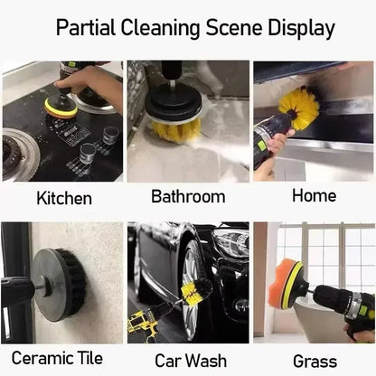 Electric Scrubber Brush Drill Brush Kit Power Drills Scrubber Brush & Rod  For Carpet Glass Car Tires Nylon Brushes 2/3.5/4''