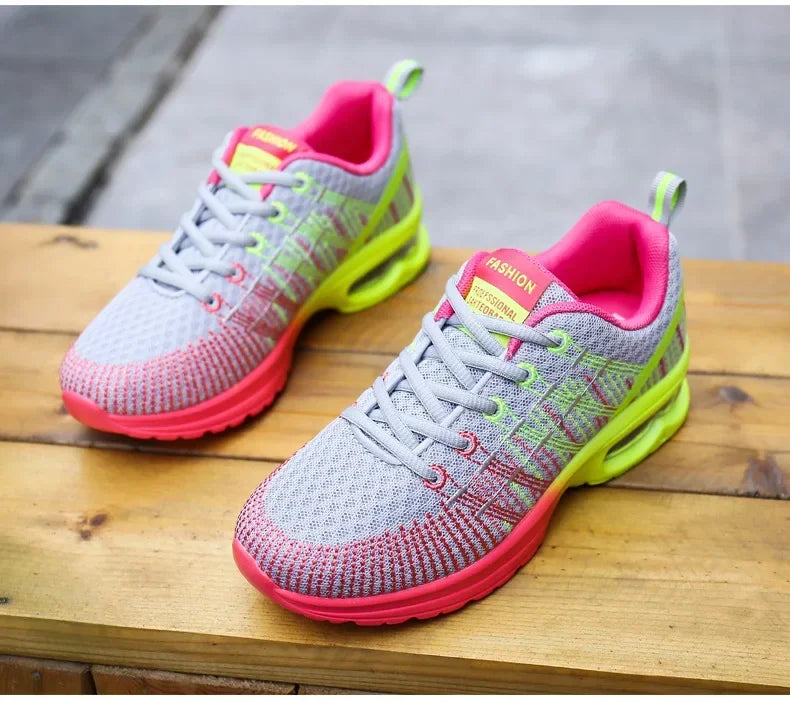 Women's Knitted Running Shoes Colorful Design Breathable Mesh Comfortable Bright Colors Shoes Outdoor Fitness Jogging Walking