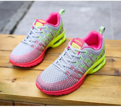 Women's Knitted Running Shoes Colorful Design Breathable Mesh Comfortable Bright Colors Shoes Outdoor Fitness Jogging Walking