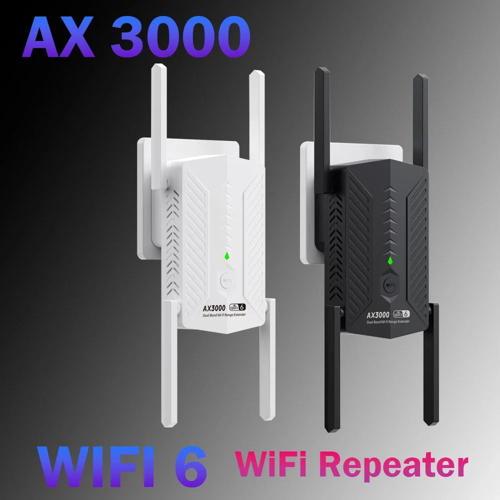 WIFI6 AX3000 Gigabit Wireless WiFi Repeater Router 4 High-gain Antenna 2.4/5Ghz Signal Booster Long Range Amplifer for Home