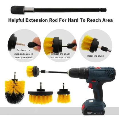Electric Scrubber Drill Brush Kit Power Drills Scrubber Brush For Carpet Glass Car Tires Nylon Extension Pole Floor, Automotive