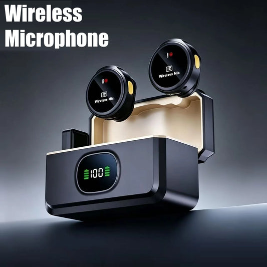 Wireless Lavalier Lapel Microphone iPhone iOS/Android Type-C Phone Live Game Recording Interview with Magnetic Clip For Xiaomi