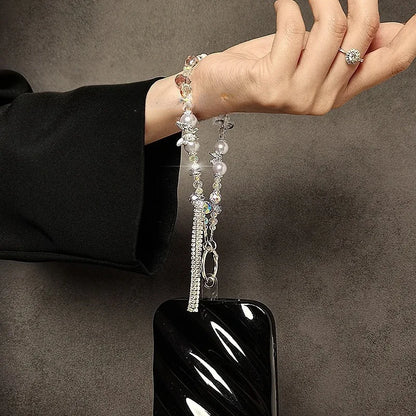 Butterfly Beaded Crystal Flash Drill Tassel Mobile Phone Lanyard Hand Chain Anti-Lost Rope Bag Hanging Accessory