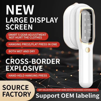 New LED Digital Display Smart Steam Iron Portable Folding Handheld Hanging Ironing Machine 1000W Home Ironing Machine
