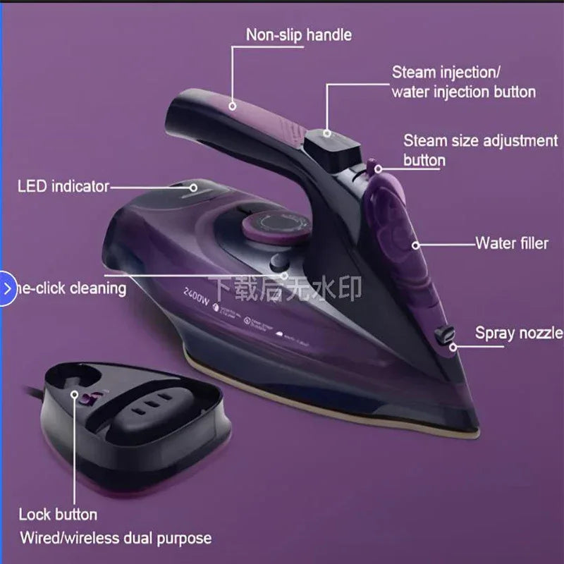 Handheld Electric Iron Cordless Steam Ironing Machine Wired Wireless Optional Travel Iron with Base for Home And Travel Use