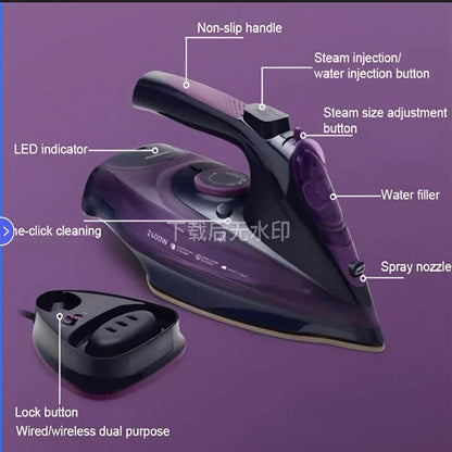 Handheld Electric Iron Cordless Steam Ironing Machine Wired Wireless Optional Travel Iron with Base for Home And Travel Use