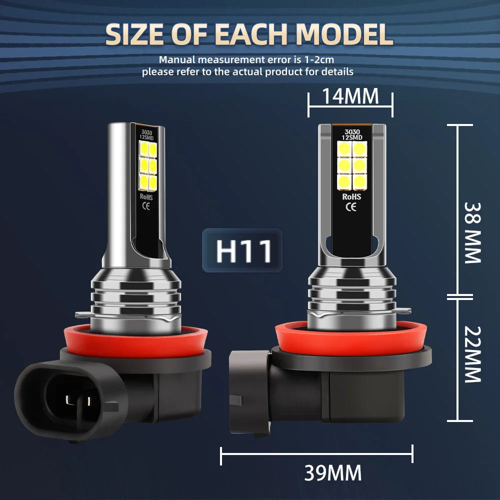 6PCS 240W LED Canbus 40000LM Car Headlight H11 9005 Led Bulb Turbo Lamp 6000K For Toyota RAV4 2005-2008 2009 2010 2011 2012 2013