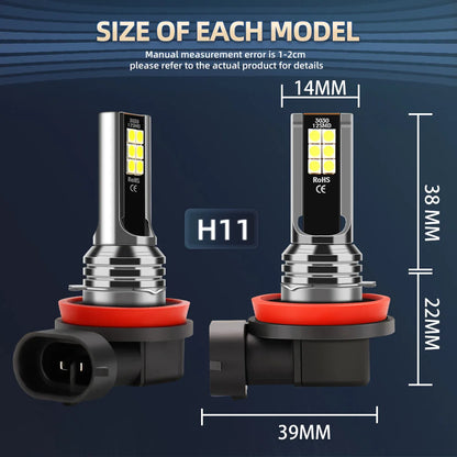 6PCS 240W LED Canbus 40000LM Car Headlight H11 9005 Led Bulb Turbo Lamp 6000K For Toyota RAV4 2005-2008 2009 2010 2011 2012 2013