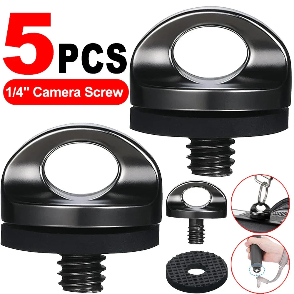 Universal 1/4" Camera Screw with Rubber Washer Aluminum Alloy Thread Camera Fixing Screw for Quick Release Wrist Strap Sling