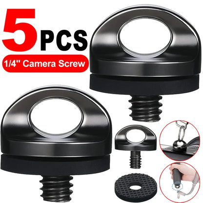Universal 1/4" Camera Screw with Rubber Washer Aluminum Alloy Thread Camera Fixing Screw for Quick Release Wrist Strap Sling