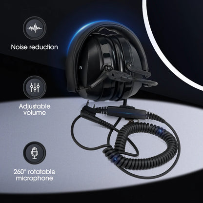 Retevis KM Headset with Noise Reduction Rotatable Boom Microphone for Baofeng UV-5R Quansheng UV K5 UV K6 UV K58 Walkie Talkie